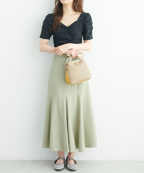 FREE'S MART（フリーズマート）の「◆配色ステッチバックレースアップフレアスカート（スカート・レディース・ブラック/ベージュ/グリーン・SMALL/MEDIUM）」の15枚目の写真