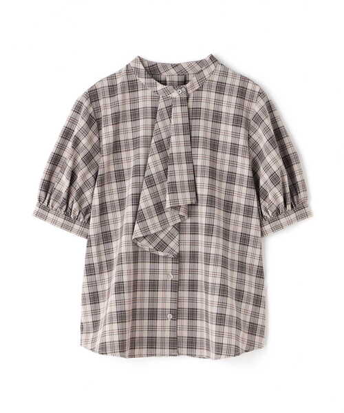 N.（N. Natural Beauty Basic）（エヌエヌナチュラルビューティーベーシック）の「◆ボウタイ風パフ袖チェックブラウス（シャツ/ブラウス・レディース・グレー系その他/ブラウン系その他・MEDIUM）」の15枚目の写真