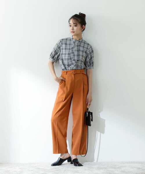 N.（N. Natural Beauty Basic）（エヌエヌナチュラルビューティーベーシック）の「◆ボウタイ風パフ袖チェックブラウス（シャツ/ブラウス・レディース・グレー系その他/ブラウン系その他・MEDIUM）」の17枚目の写真