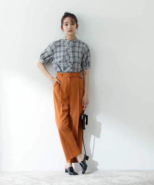 N.（N. Natural Beauty Basic）（エヌエヌナチュラルビューティーベーシック）の「◆ボウタイ風パフ袖チェックブラウス（シャツ/ブラウス・レディース・グレー系その他/ブラウン系その他・MEDIUM）」の18枚目の写真