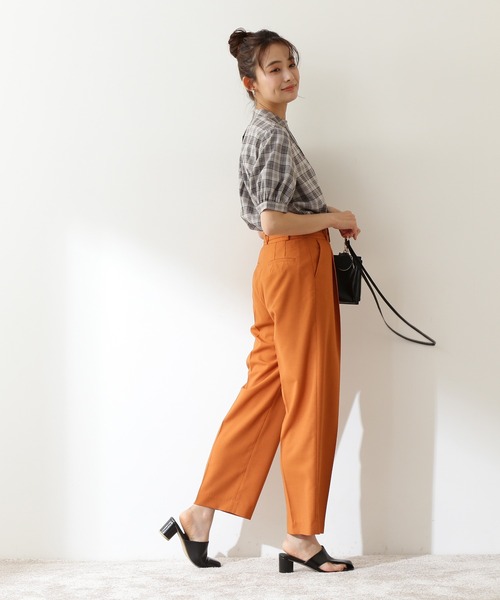 N.（N. Natural Beauty Basic）（エヌエヌナチュラルビューティーベーシック）の「◆ボウタイ風パフ袖チェックブラウス（シャツ/ブラウス・レディース・グレー系その他/ブラウン系その他・MEDIUM）」の4枚目の写真