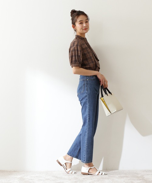 N.（N. Natural Beauty Basic）（エヌエヌナチュラルビューティーベーシック）の「◆ボウタイ風パフ袖チェックブラウス（シャツ/ブラウス・レディース・グレー系その他/ブラウン系その他・MEDIUM）」の8枚目の写真