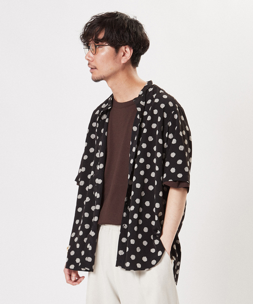 EDIFICE LA BOUCLE（エディフィスラブークル）の「【LA BOUCLE / ラブークル】バンドカラー パターン 半袖シャツ（シャツ/ブラウス・メンズ・ブラックミックス/ブラック×ブラック/ブラック系その他・1/2/3）」の16枚目の写真