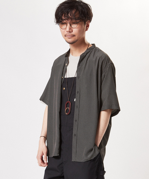 EDIFICE LA BOUCLE（エディフィスラブークル）の「【LA BOUCLE / ラブークル】バンドカラー パターン 半袖シャツ（シャツ/ブラウス・メンズ・ブラックミックス/ブラック×ブラック/ブラック系その他・1/2/3）」の13枚目の写真