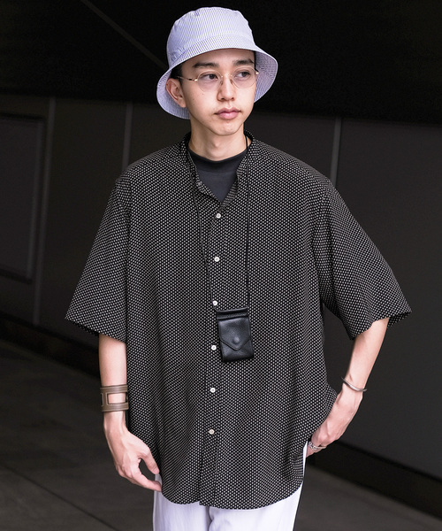 EDIFICE LA BOUCLE（エディフィスラブークル）の「【LA BOUCLE / ラブークル】バンドカラー パターン 半袖シャツ（シャツ/ブラウス・メンズ・ブラックミックス/ブラック×ブラック/ブラック系その他・1/2/3）」の17枚目の写真