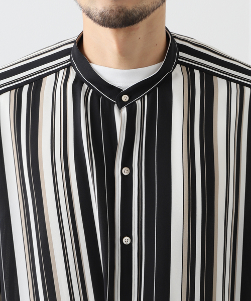 EDIFICE LA BOUCLE（エディフィスラブークル）の「【LA BOUCLE / ラブークル】バンドカラー パターン 半袖シャツ（シャツ/ブラウス・メンズ・ブラックミックス/ブラック×ブラック/ブラック系その他・1/2/3）」の22枚目の写真