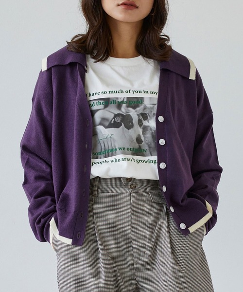 179/WG(イチナナキュウダブルジー)の「襟付きカーディガン(カーディガン/ボレロ・レディース・パープル/グリーン/ボルドー/オフホワイト・FREE)」の21枚目の写真