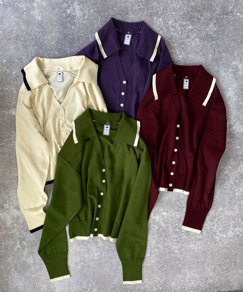 179/WG(イチナナキュウダブルジー)の「襟付きカーディガン(カーディガン/ボレロ・レディース・パープル/グリーン/ボルドー/オフホワイト・FREE)」の22枚目の写真
