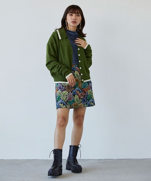 179/WG(イチナナキュウダブルジー)の「襟付きカーディガン(カーディガン/ボレロ・レディース・パープル/グリーン/ボルドー/オフホワイト・FREE)」の9枚目の写真