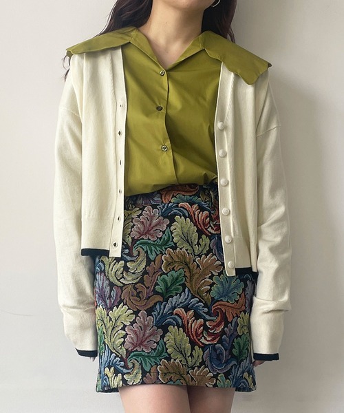 179/WG(イチナナキュウダブルジー)の「襟付きカーディガン(カーディガン/ボレロ・レディース・パープル/グリーン/ボルドー/オフホワイト・FREE)」の5枚目の写真