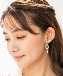 ビジュー×ドロップ型パールイヤリング