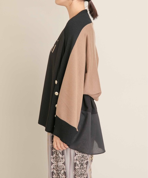 Eimee Law（エイミーロウ）の「トリミング金ボタン2WAYニット（カーディガン/ボレロ・レディース・ライトブラウン/チャコールグレー/グレイッシュベージュ・38）」の14枚目の写真
