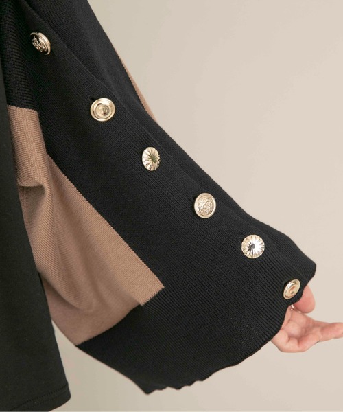 Eimee Law（エイミーロウ）の「トリミング金ボタン2WAYニット（カーディガン/ボレロ・レディース・ライトブラウン/チャコールグレー/グレイッシュベージュ・38）」の16枚目の写真