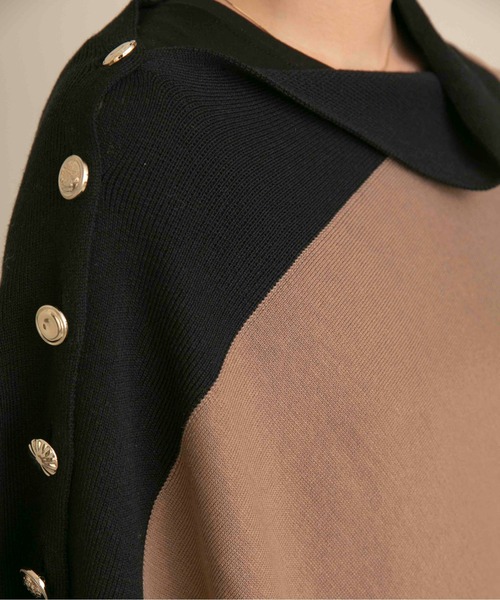 Eimee Law（エイミーロウ）の「トリミング金ボタン2WAYニット（カーディガン/ボレロ・レディース・ライトブラウン/チャコールグレー/グレイッシュベージュ・38）」の22枚目の写真