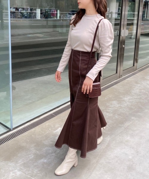 one after another NICE CLAUP（ワンアフターアナザーナイスクラップ）の「刺しゅうハイネックトップス（Tシャツ/カットソー・レディース・ブラック/オフホワイト/ブラウン系その他/ピンクベージュ・FREE）」の20枚目の写真