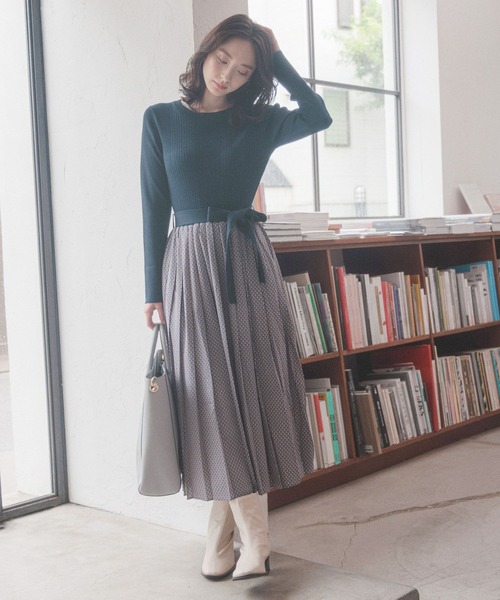 Andemiu（アンデミュウ）の「キカガラドッキングワンピース157341（ワンピース・レディース・ブラック/ブルー/モカ・FREE）」の4枚目の写真