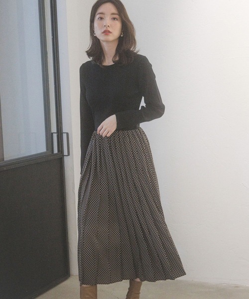 Andemiu（アンデミュウ）の「キカガラドッキングワンピース157341（ワンピース・レディース・ブラック/ブルー/モカ・FREE）」の6枚目の写真