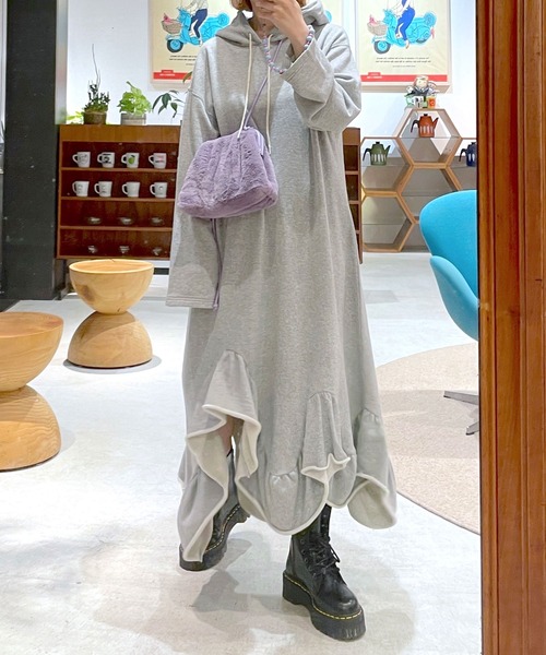 Alley by w closet(アリーバイダブルクローゼット)の「【Alley】スウェットフリル切替ワンピース(ワンピース・レディース・グレー/オフホワイト/スミクロ/ローズ・FREE)」の15枚目の写真