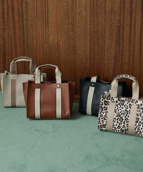 Green　Parks（グリーンパークス）の「・Cu-shut テープハンドルスクエアトート（トートバッグ・レディース・ブラウン/ブラック/グレイッシュベージュ/レオパード・FREE）」の17枚目の写真