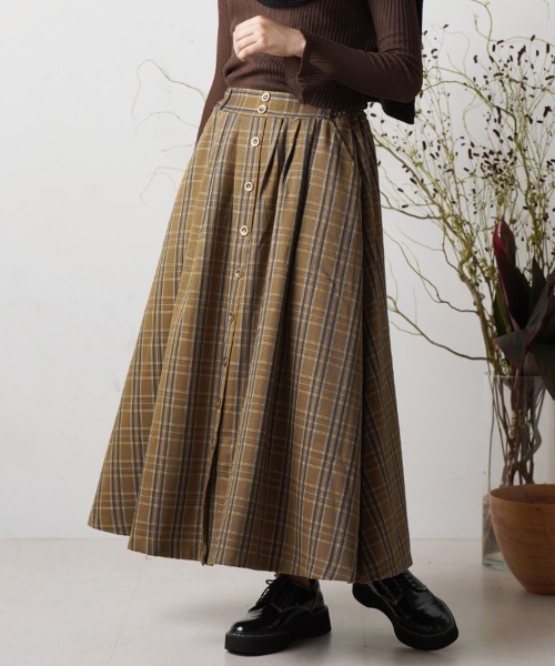 LUPILIEN（ルピリアン）の「ＴＲチェックスカート（スカート・レディース・チャコールグレー/パープル/ブラウン・FREE）」の3枚目の写真