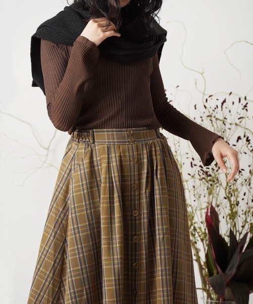 LUPILIEN（ルピリアン）の「ＴＲチェックスカート（スカート・レディース・チャコールグレー/パープル/ブラウン・FREE）」の6枚目の写真