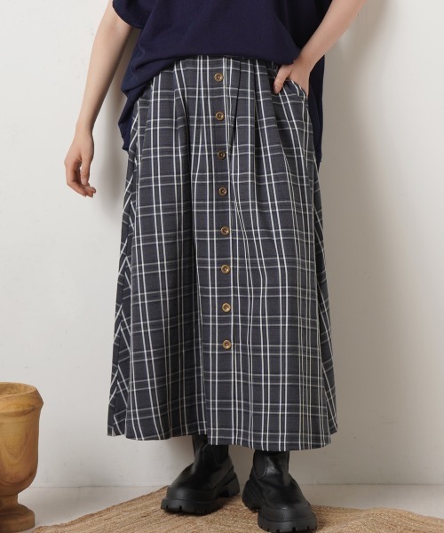 LUPILIEN（ルピリアン）の「ＴＲチェックスカート（スカート・レディース・チャコールグレー/パープル/ブラウン・FREE）」の14枚目の写真