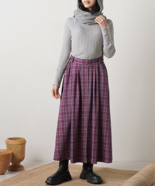 LUPILIEN（ルピリアン）の「ＴＲチェックスカート（スカート・レディース・チャコールグレー/パープル/ブラウン・FREE）」の10枚目の写真