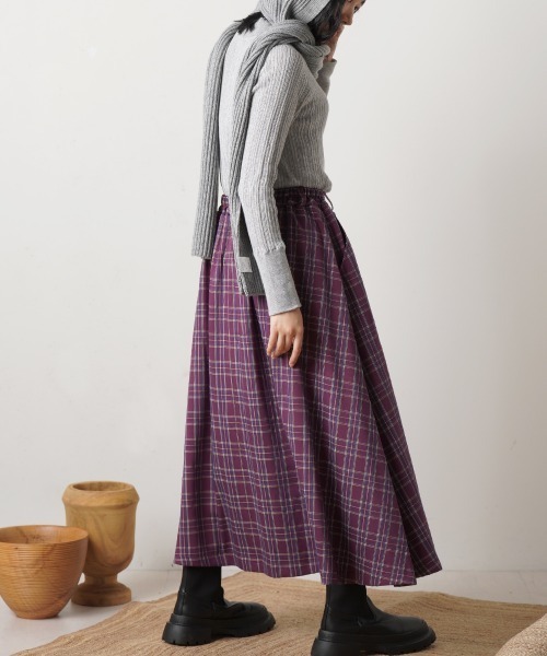 LUPILIEN（ルピリアン）の「ＴＲチェックスカート（スカート・レディース・チャコールグレー/パープル/ブラウン・FREE）」の11枚目の写真