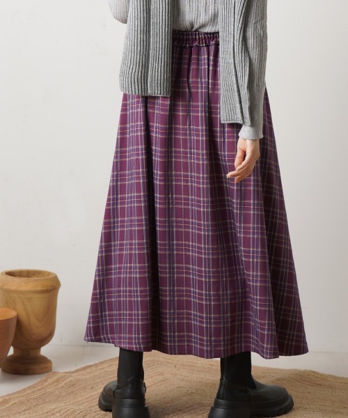 LUPILIEN（ルピリアン）の「ＴＲチェックスカート（スカート・レディース・チャコールグレー/パープル/ブラウン・FREE）」の12枚目の写真
