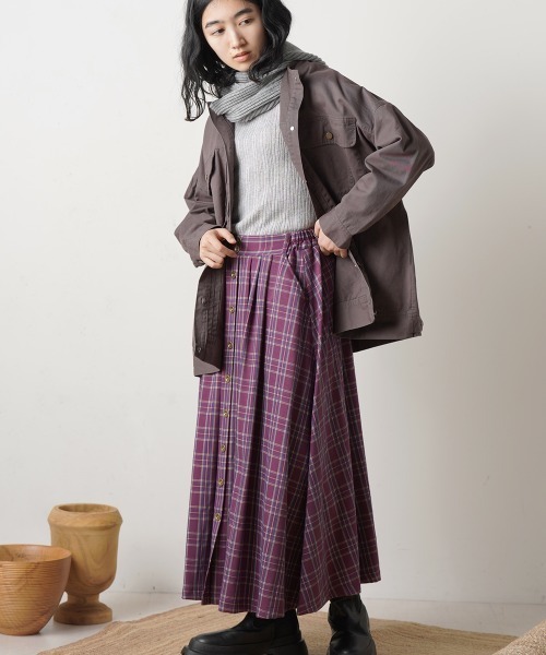 LUPILIEN（ルピリアン）の「ＴＲチェックスカート（スカート・レディース・チャコールグレー/パープル/ブラウン・FREE）」の13枚目の写真