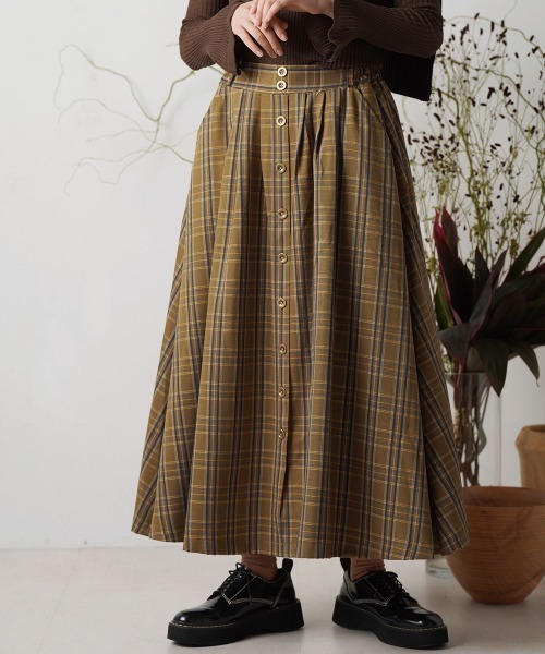 LUPILIEN（ルピリアン）の「ＴＲチェックスカート（スカート・レディース・チャコールグレー/パープル/ブラウン・FREE）」の4枚目の写真