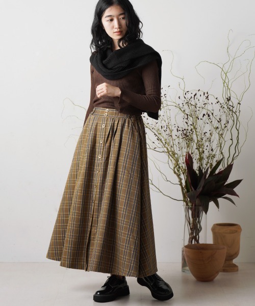 LUPILIEN（ルピリアン）の「ＴＲチェックスカート（スカート・レディース・チャコールグレー/パープル/ブラウン・FREE）」の5枚目の写真