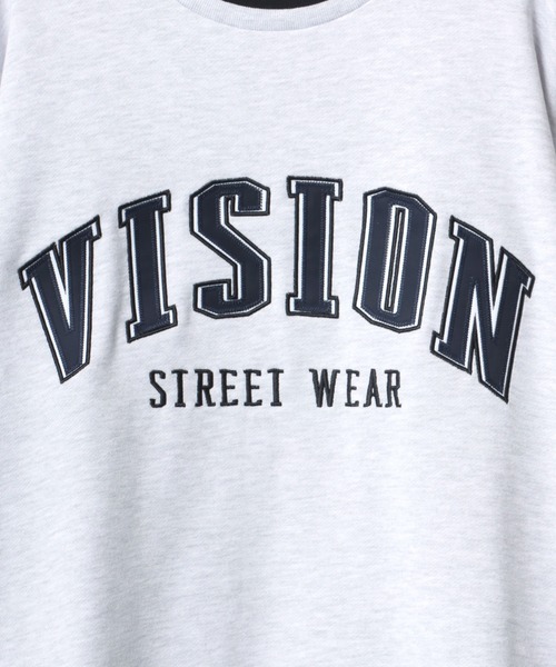 VISION STREET WEAR（ヴィジョンストリートウェア）の「VISION STREET WEAR/ヴィジョンストリートウエア ビッグシルエット カレッジロゴ リブライン スウェット トレーナー（スウェット・メンズ・ライトグレー/ブラック/グリーン・LL/M/L）」の8枚目の写真