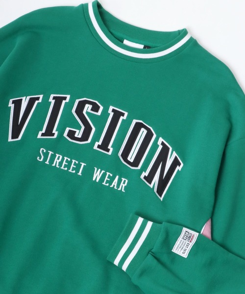 VISION STREET WEAR（ヴィジョンストリートウェア）の「VISION STREET WEAR/ヴィジョンストリートウエア ビッグシルエット カレッジロゴ リブライン スウェット トレーナー（スウェット・メンズ・ライトグレー/ブラック/グリーン・LL/M/L）」の5枚目の写真