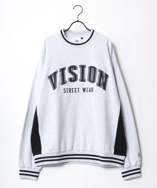 VISION STREET WEAR（ヴィジョンストリートウェア）の「VISION STREET WEAR/ヴィジョンストリートウエア ビッグシルエット カレッジロゴ リブライン スウェット トレーナー（スウェット・メンズ・ライトグレー/ブラック/グリーン・LL/M/L）」の9枚目の写真