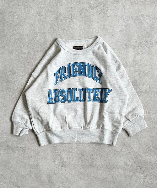 Life Support Products（ライフサポートプロダクツ）の「ウラケヴィンテージプリントトレーナー（80～150cm）（スウェット・キッズ・チャコール/ベージュ/レッド/グリーン/杢グレー/オフホワイト・80/90/95/100/110/120/130/140/150）」の2枚目の写真