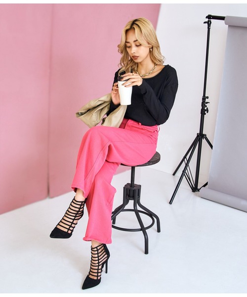 LATINA(ラティーナ)の「カラーストレートワイドパンツ(その他パンツ・レディース・ブラック/ピンク・S/M/L)」の15枚目の写真