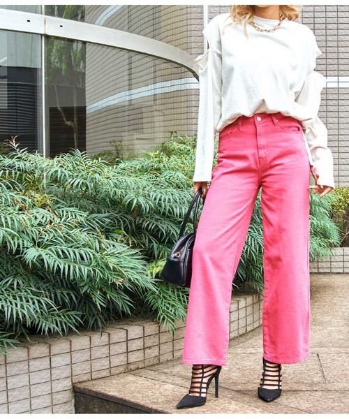 LATINA(ラティーナ)の「カラーストレートワイドパンツ(その他パンツ・レディース・ブラック/ピンク・S/M/L)」の18枚目の写真