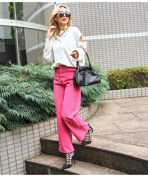 LATINA(ラティーナ)の「カラーストレートワイドパンツ(その他パンツ・レディース・ブラック/ピンク・S/M/L)」の20枚目の写真