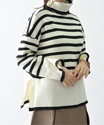 ibeul_ | ボーダータートルネックフレアニット(ニット/セーター)
