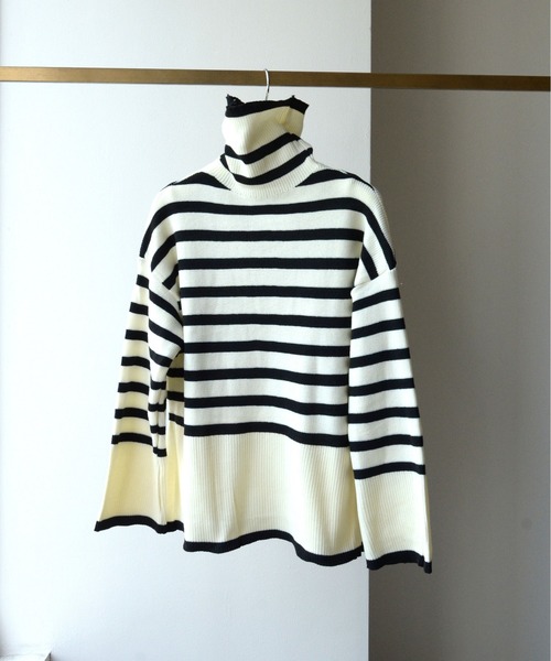 ibeul_（イベール）の「ボーダータートルネックフレアニット（ニット/セーター・レディース・ホワイト/ブラック・FREE）」の15枚目の写真