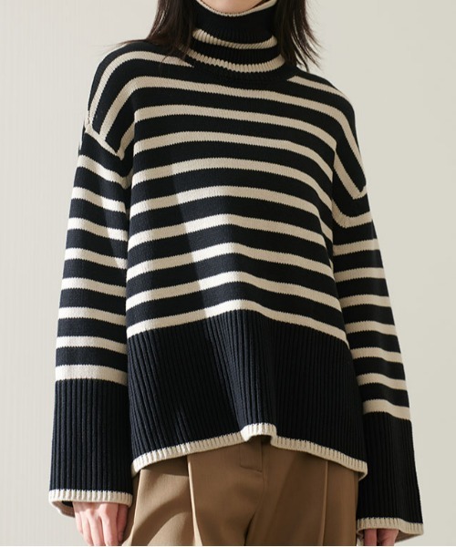 ibeul_（イベール）の「ボーダータートルネックフレアニット（ニット/セーター・レディース・ホワイト/ブラック・FREE）」の21枚目の写真