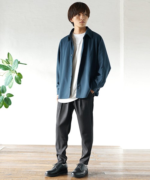 MinoriTY（マイノリティ）の「セットアップコーデ3点セット ドルマンシャツ＋インナー＋テーパードパンツ（セットアップ・メンズ・ブラック/ブラウン/ブラウン系その他/ブルー系その他/グレイッシュブルー・M/L）」の4枚目の写真