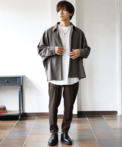 MinoriTY（マイノリティ）の「セットアップコーデ3点セット ドルマンシャツ＋インナー＋テーパードパンツ（セットアップ・メンズ・ブラック/ブラウン/ブラウン系その他/ブルー系その他/グレイッシュブルー・M/L）」の22枚目の写真