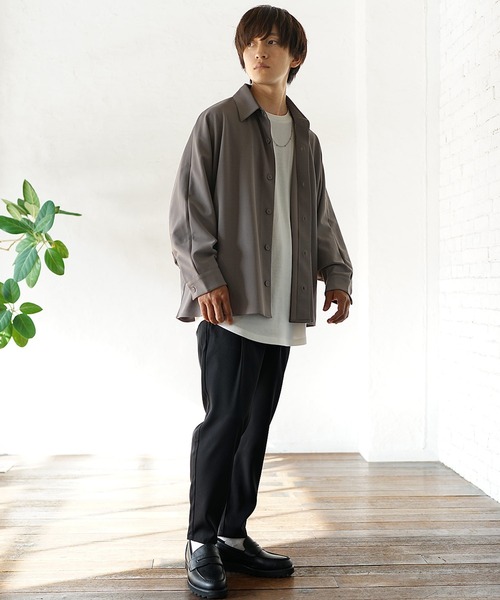 MinoriTY（マイノリティ）の「セットアップコーデ3点セット ドルマンシャツ＋インナー＋テーパードパンツ（セットアップ・メンズ・ブラック/ブラウン/ブラウン系その他/ブルー系その他/グレイッシュブルー・M/L）」の16枚目の写真