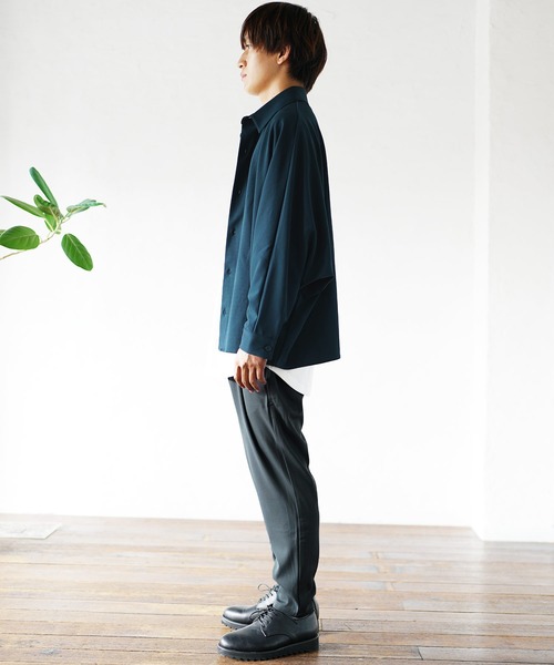 MinoriTY（マイノリティ）の「セットアップコーデ3点セット ドルマンシャツ＋インナー＋テーパードパンツ（セットアップ・メンズ・ブラック/ブラウン/ブラウン系その他/ブルー系その他/グレイッシュブルー・M/L）」の13枚目の写真