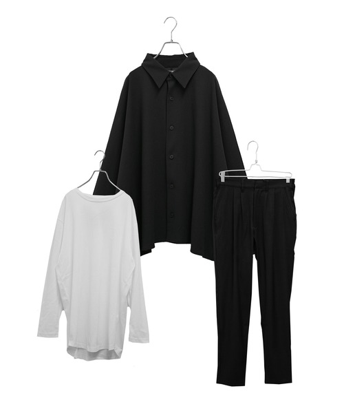 MinoriTY（マイノリティ）の「セットアップコーデ3点セット ドルマンシャツ＋インナー＋テーパードパンツ（セットアップ・メンズ・ブラック/ブラウン/ブラウン系その他/ブルー系その他/グレイッシュブルー・M/L）」の18枚目の写真