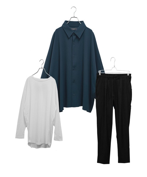 MinoriTY（マイノリティ）の「セットアップコーデ3点セット ドルマンシャツ＋インナー＋テーパードパンツ（セットアップ・メンズ・ブラック/ブラウン/ブラウン系その他/ブルー系その他/グレイッシュブルー・M/L）」の21枚目の写真