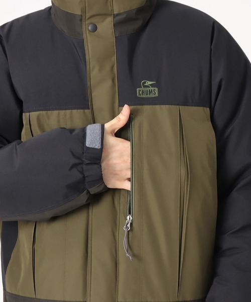 CHUMS（チャムス）の「CHUMS/チャムス ダウンジャケット パネルカラージャケット/防水 フェザーダウン/ゴアテックスインフィニアムダウンジャケット/CH04-1316（ダウンジャケット/コート・メンズ・ネイビー/ブラック×カーキ/ブラック・M/L/XL）」の12枚目の写真