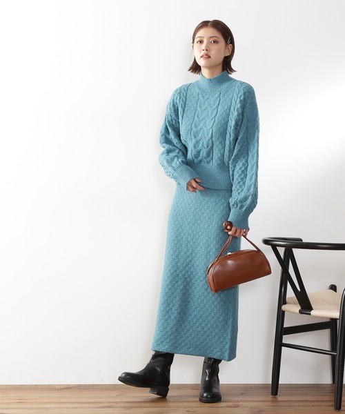 N.（N. Natural Beauty Basic）（エヌエヌナチュラルビューティーベーシック）の「◆ケーブルニットセットアップ（ワンピース・レディース・オレンジ/グリーン/ブラウン/ナチュラル・MEDIUM）」の11枚目の写真